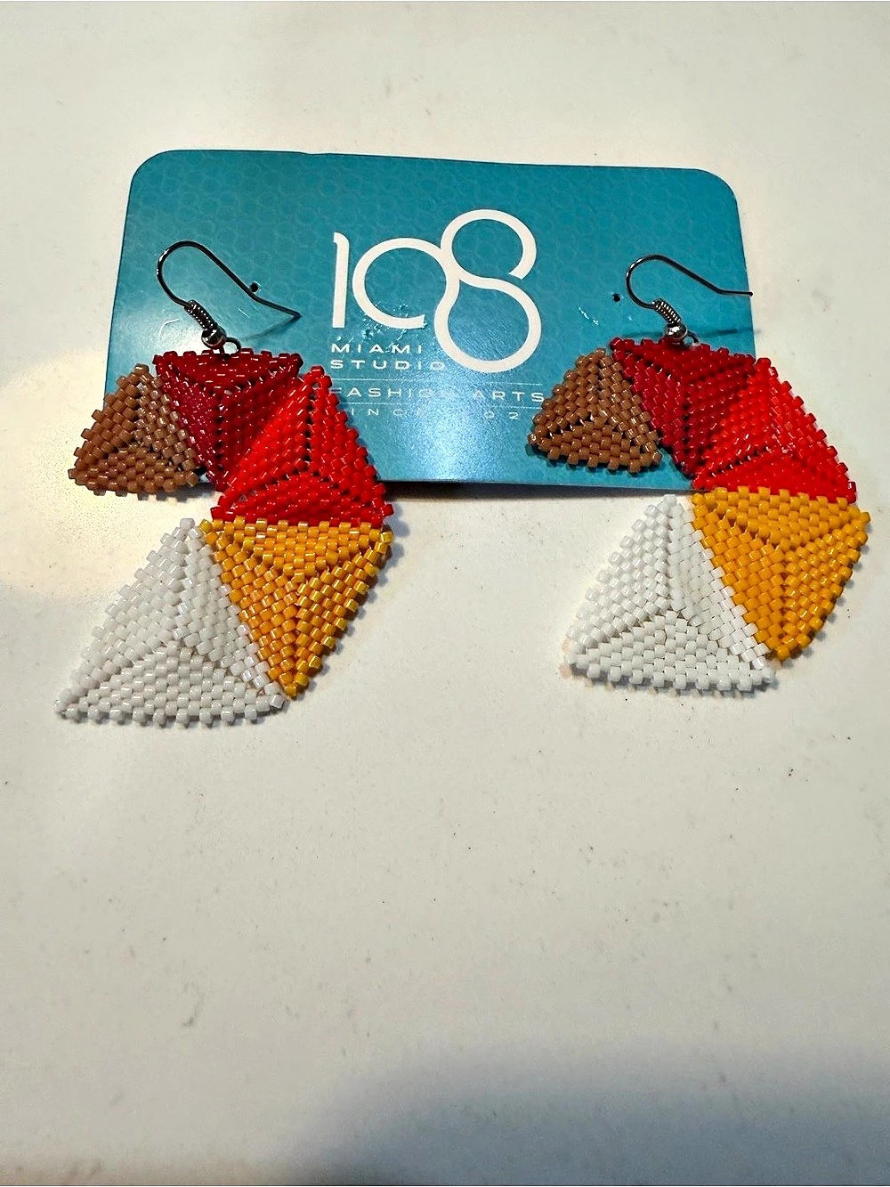 Handmade Colorful Geometric Beaded Drop Earrings